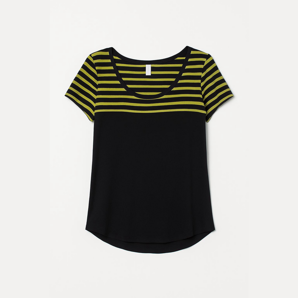 🎁Lularoe Black with yellow stripes tee